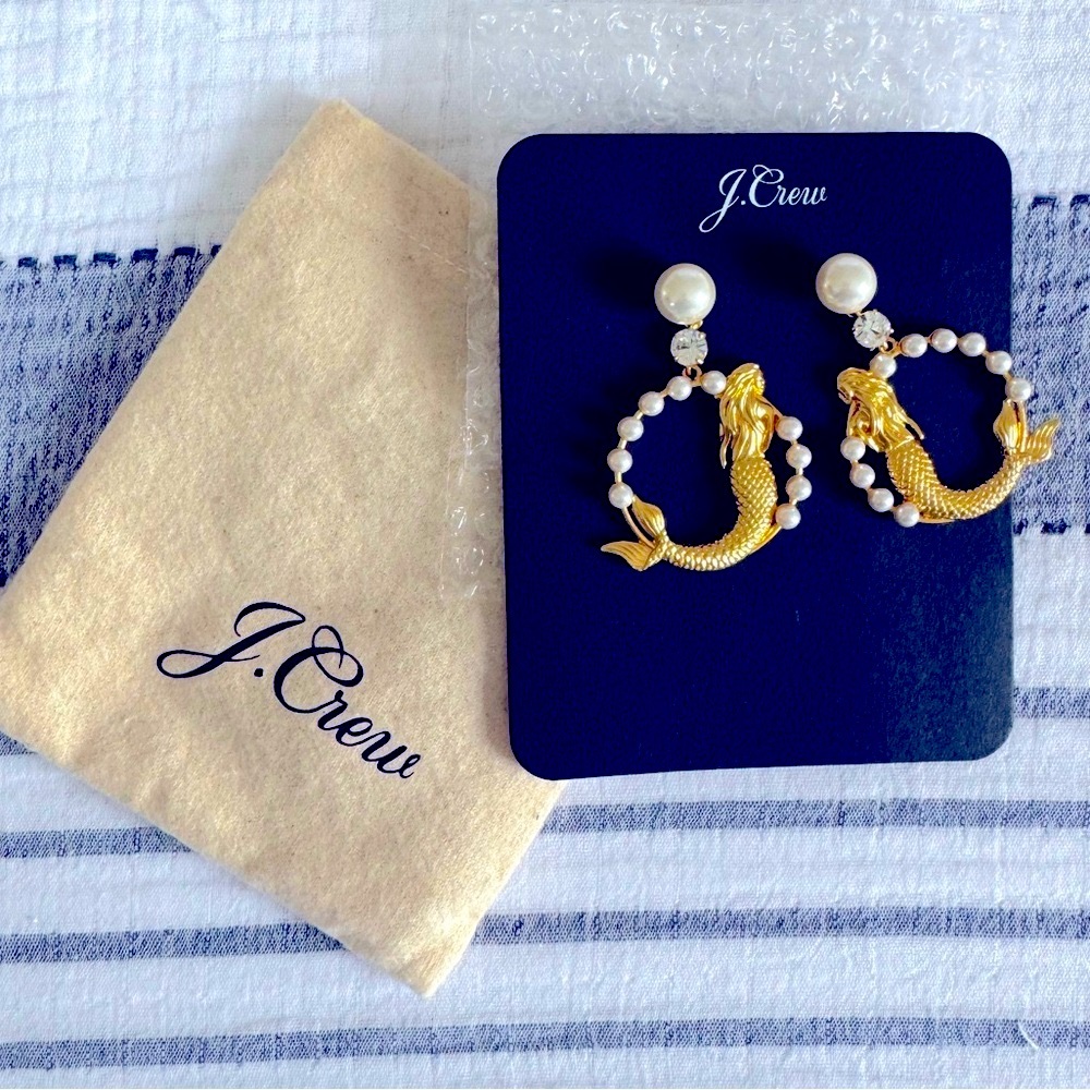J.Crew Gold and Pearl Mermaid Earrings